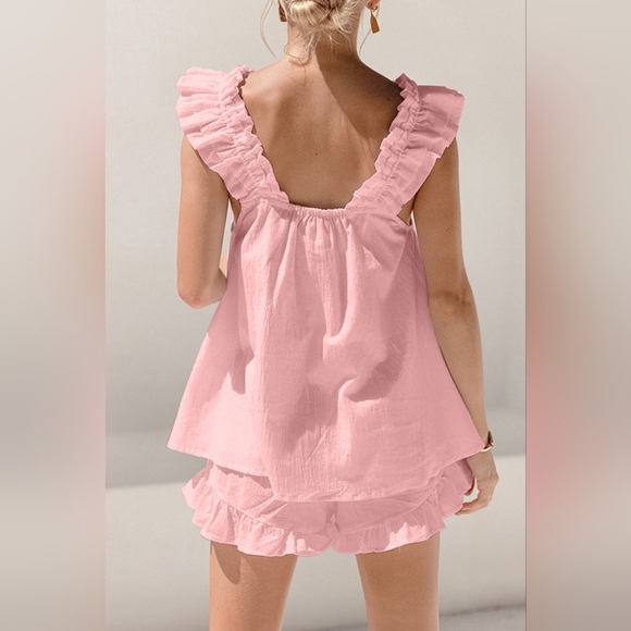 Ruffled Square Neck Top and Shorts Set - Picture 3 of 7